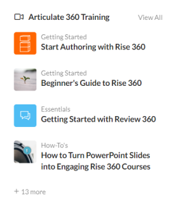 Access Articulate Rise's training database after you log in.